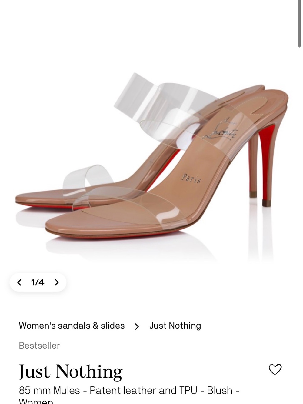 Christian Louboutin tan Patent Leather & Clear Strap 85mm Mule orig 795.00